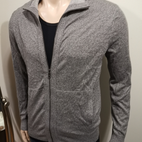 💎Banana Republic Luxury Blend Full Zip Silk Cotton Cashmere Size S Grey - Picture 4 of 10